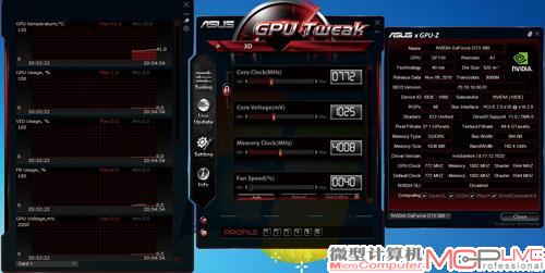 公版GeForce GTX 580在GPU TWEAK软件下，部分监控功能缺失，部分参数也不能设置。