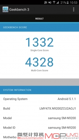 Geekbench 3测试成绩